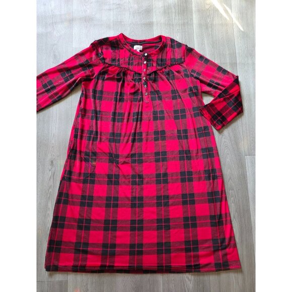 Aria Collection Womens Long Red & Black Plaid Nightgown XL - Picture 4 of 7
